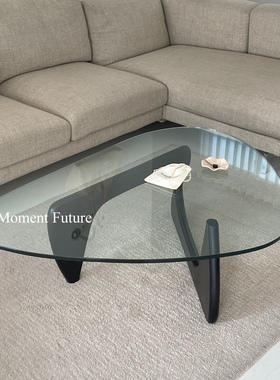 Moment Future黑色玻璃茶几小户型客厅简约高级小众钢化玻璃家用