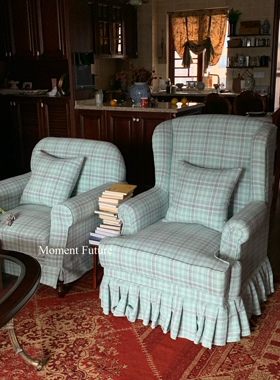 Moment Future美式复古韩系ins中古风布艺沙发单人小户型拍摄基地