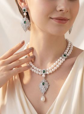 送妈妈珍珠项链礼物锆石贝壳套装