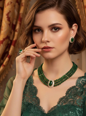 开口戒指蛋面锆石耳环三件套耳饰