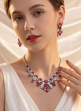 几何项链耳环名媛风扇形耳环耳饰