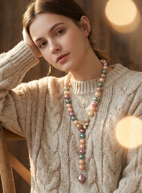 毛衣链项链珍珠女配饰品小众首饰