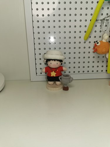 成品手工钩织Fzd乒乓球奖杯冠军礼物可爱手工玩偶摆件可换衣服