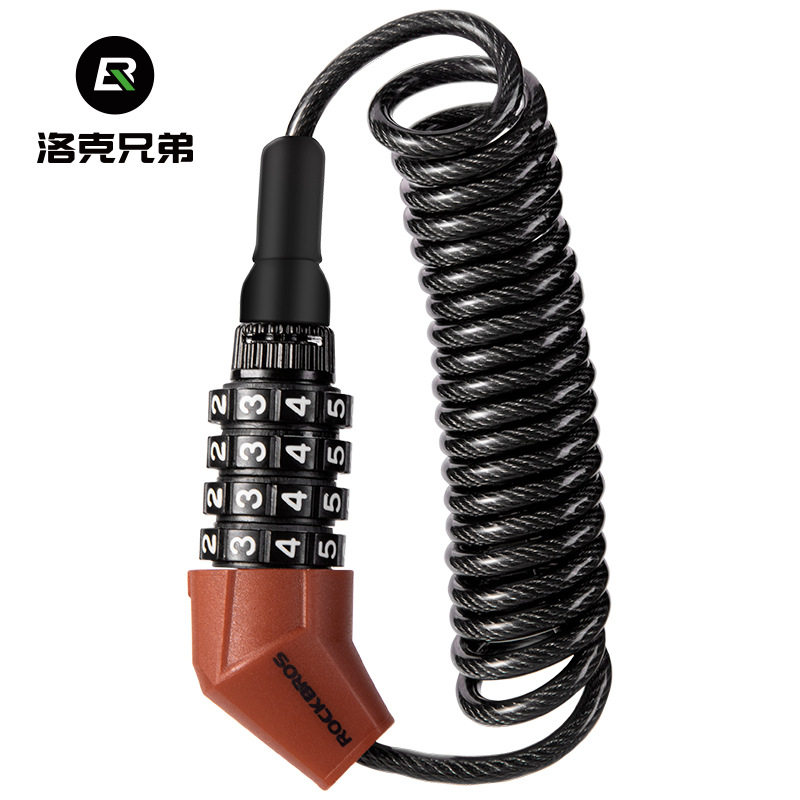 洛克头盔锁密码锁自行车电动车摩托车帽防盗锁便携钢丝锁骑行锁