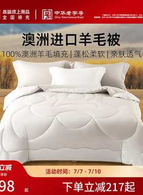 梦洁澳洲进口羊毛被100%纯羊毛春秋被冬被单被子保暖被芯加厚宿舍