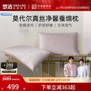 商场同款梦洁家纺蚕丝枕莫代尔真丝净馨蚕绵枕:龙腾凤舞