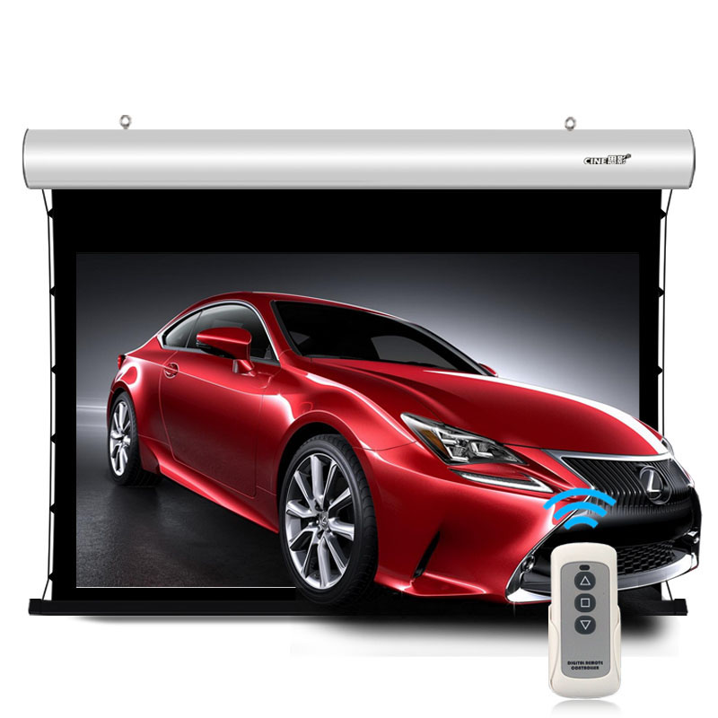 思影投影仪幕布电动拉线屏幕100寸16：9白玻纤影幕投影机家用电动遥控幕布升降屏幕