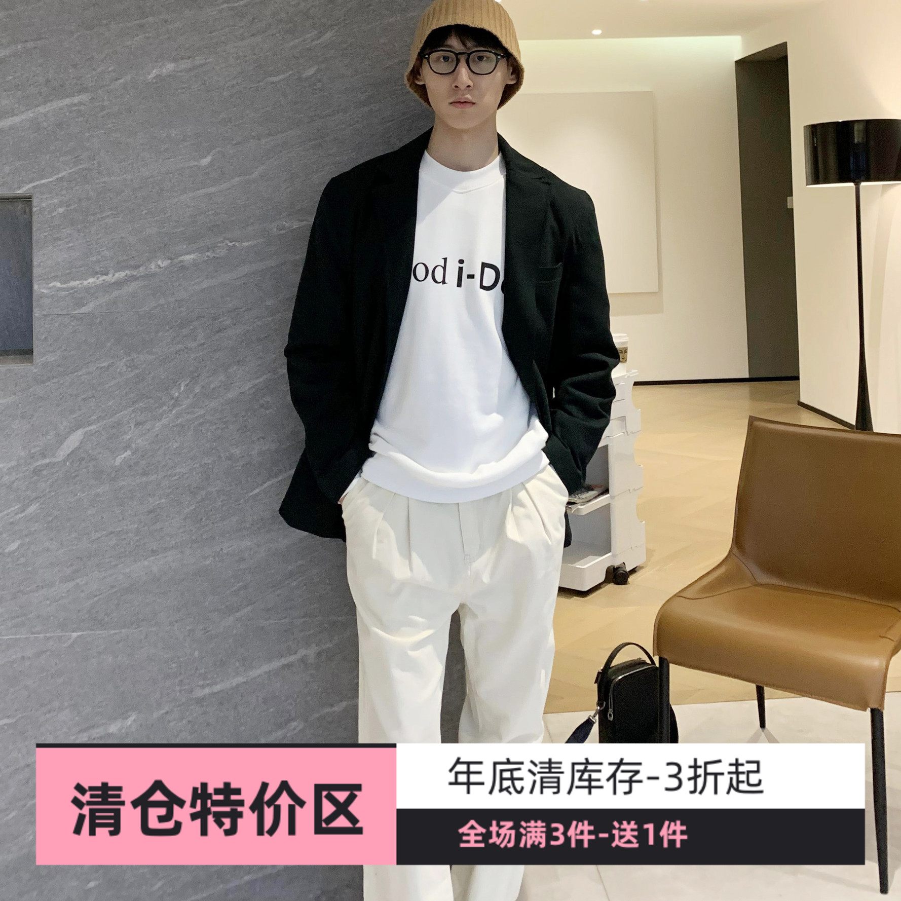 gssu复古毛料廓形chic纯色西服