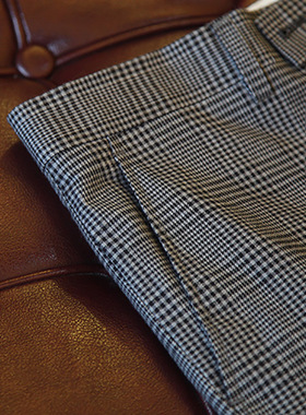 GSSU夏季格纹格子裤修身韩版格子休闲西裤男士英伦混纺小脚长裤