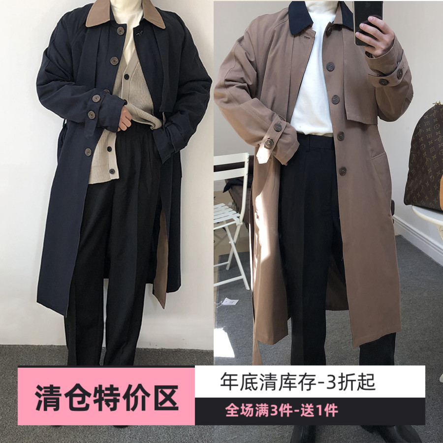 自制男装欧美复古双色夹克风衣