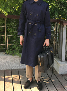 GssuMade秋冬款长款风衣宽松过膝韩版潮流青年外套宽松大衣男装