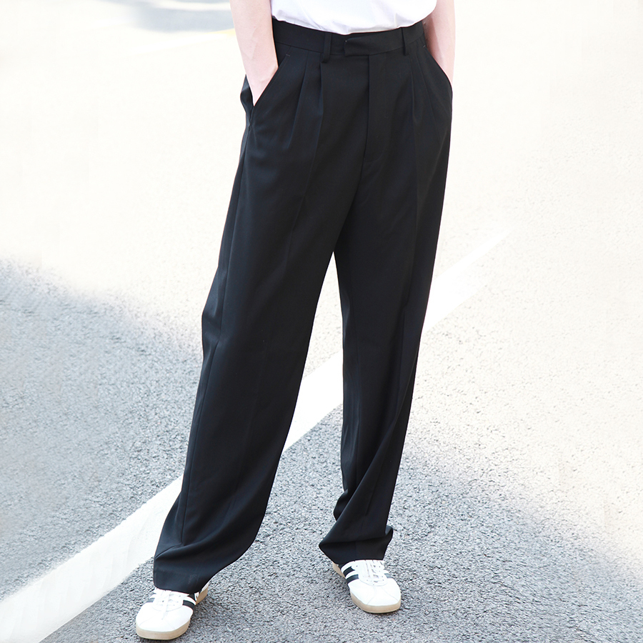 自制款黑色宽松休闲裤