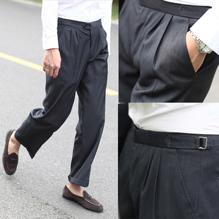 阔腿裤 西裤 九分时尚 高腰直筒长裤 男 男士 秋冬老钱风宽松休闲裤