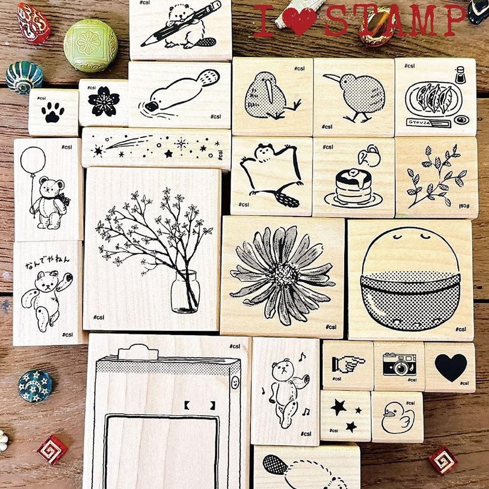 日本KODOMO木头印章N I LOVE STAMP 2026年新款樱花爱心流星枝叶