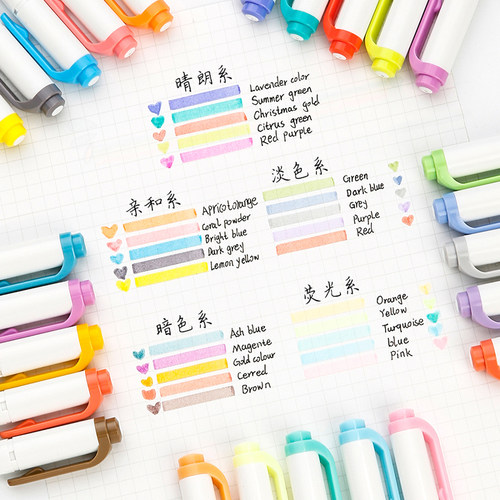 斑马荧光记号笔双头粗细