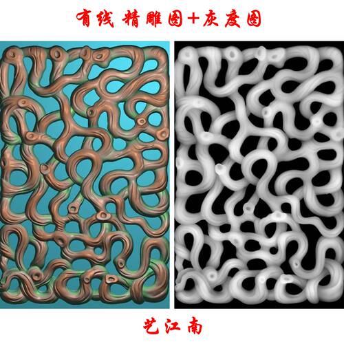1107树根46牌子仿古镂空浮雕精雕JDP灰度BMP格式玉雕木雕牙雕图