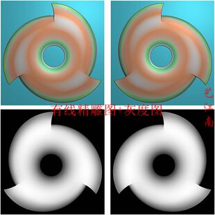 2558玉璇玑仿古壁平安扣正反双面精雕JDP灰度BMP格式 玉雕图
