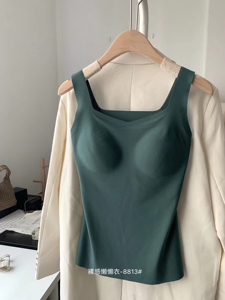 裸感懒懒衣女秋冬无痕背心塑形内衣收副乳加可拆卸胸垫吊带打底衣