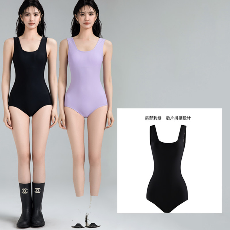 刺绣泳衣女运动款2026新款高级感连体竞速显瘦遮肚游泳馆专用游泳