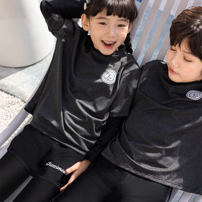 亲子潜水服泳衣2024新款防晒速干舒适柔软假两件男浮潜服女冲浪服