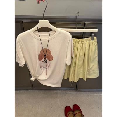 egg家韩系通勤萌狗狗印花短袖T恤