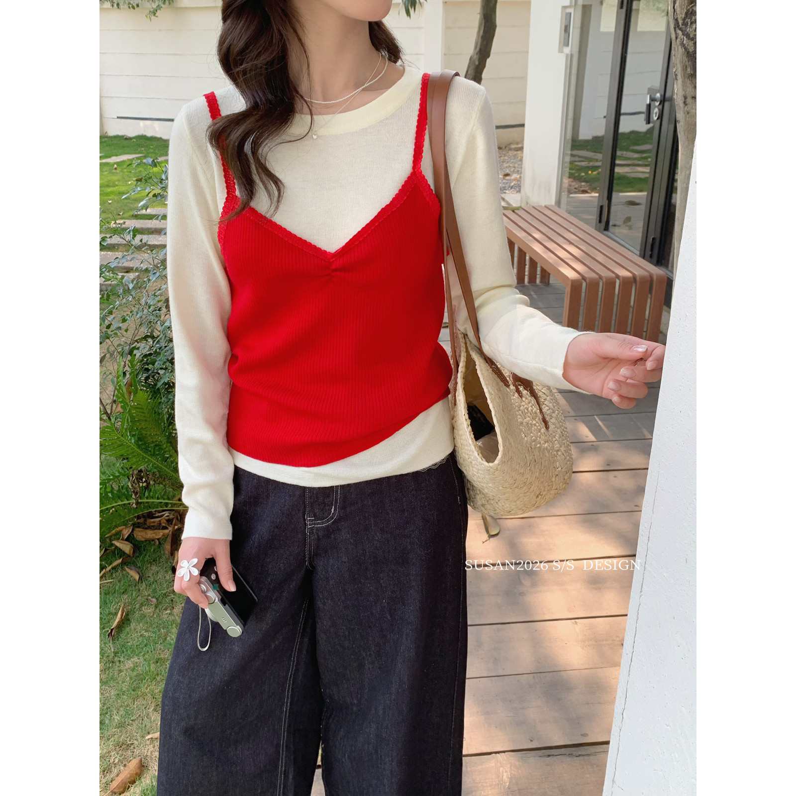 SUSAN-26年早春韩系ins风气质针织吊带背心+软糯针织衫套装2680S,女装/女士精品,时尚套装,淘宝优惠券,粉丝福利购,淘宝优惠卷