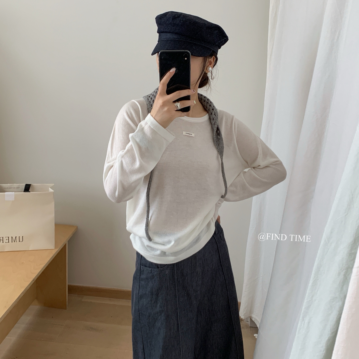 韩系羊毛小标百搭打底针织衫