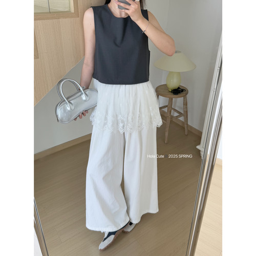 蕾丝拼接舒适时尚背心衬衫