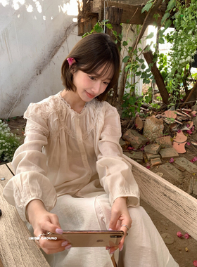 IMISS-春季上新法式绝美重工花边拼接上衣长袖衬衫外套R90659