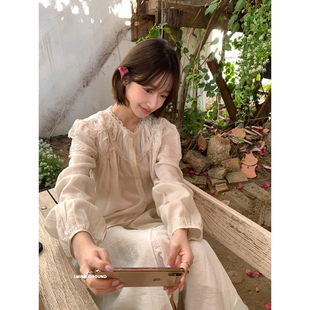 IMISS-春季上新法式绝美重工花边拼接上衣长袖衬衫外套R90659