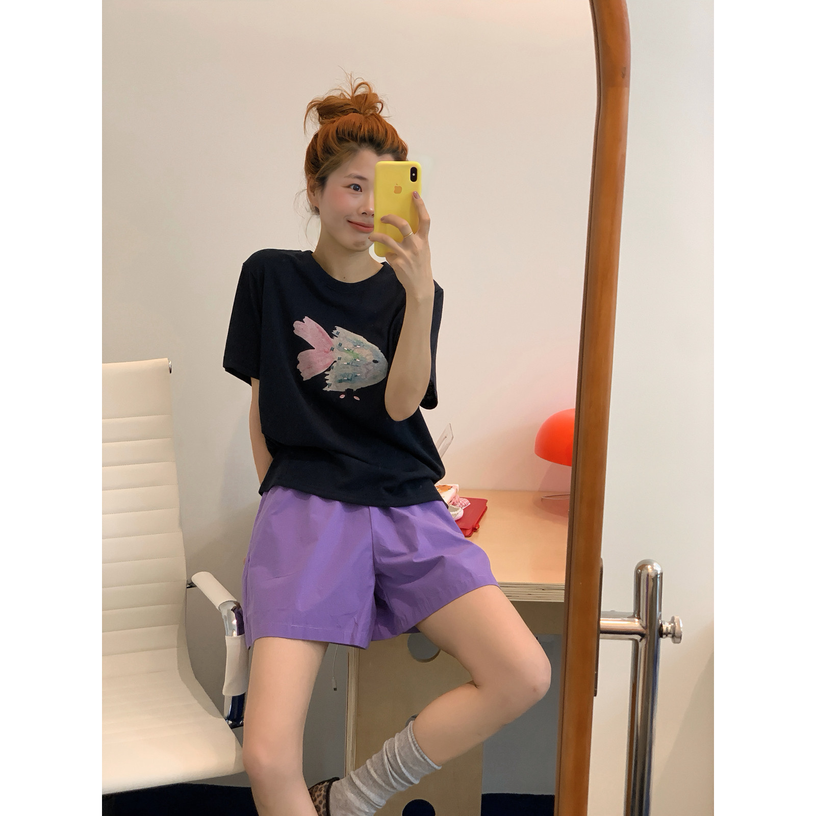 彩色小丑鱼少女心印花短袖T恤图片