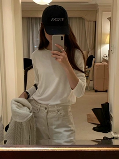 在途韩国ounce纯色舒适百搭日常经典圆领磨毛打底衫拉绒长袖T恤女