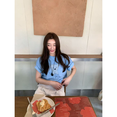 狗狗印花圆领时尚休闲短袖T恤