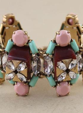 尾货清仓日常配饰首饰复古金色彩色花朵手链 手环手饰女