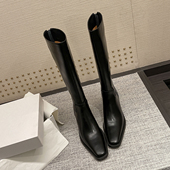 欧美秋冬大筒围胖mm高筒靴40 43大码 牛皮加肥粗腿靴中跟真皮靴子