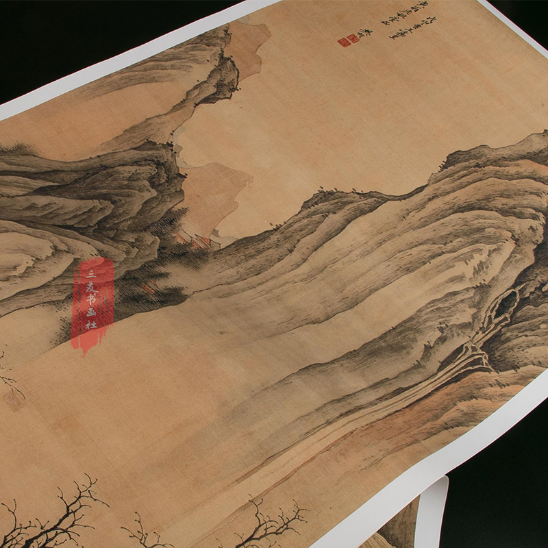 清樊圻秋山听瀑图国画山水立轴画心真迹微喷复制古画大幅中堂画芯