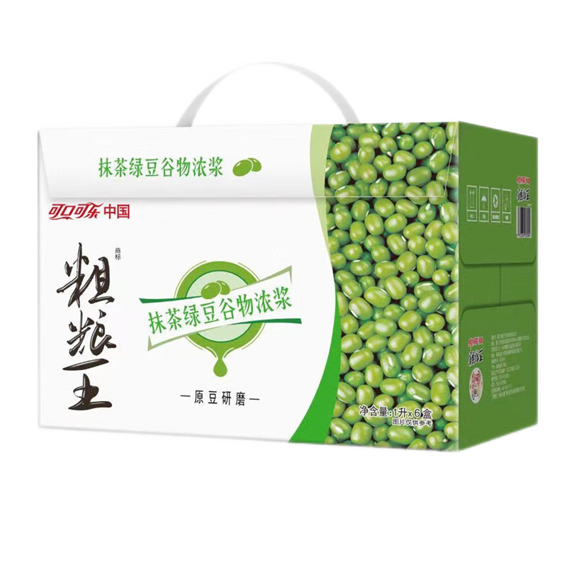 1L裝可口可樂粗糧王抹茶綠豆谷物濃漿代餐飲品 1000ml*6盒原中綠