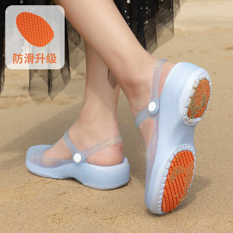 洞洞鞋女外穿高端防滑软底夏季拖鞋厚底防滑包头凉鞋海边沙0714h
