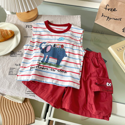 XY255150背心+XK255130短裤男童2025夏季儿童卡通宽松背心套装