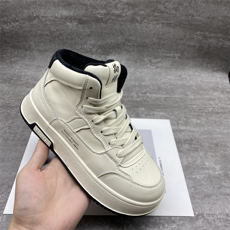 真皮高帮加绒女鞋2025秋季新款时尚韩版百搭防滑潮流女棉鞋