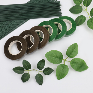 花艺胶带绿色纸胶布手工diy玫瑰花扭扭棒皱纹纸缠花杆丝网花材料