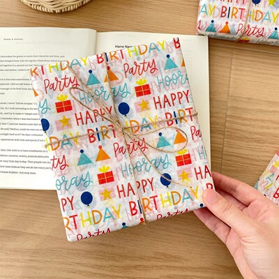 生日快乐包装纸单面印花happy birthday 雪梨纸礼物包装纸儿童