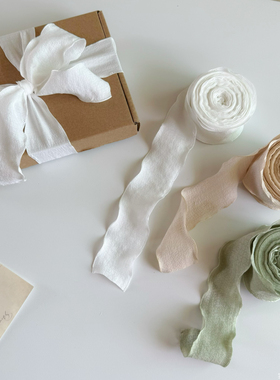 ins风褶皱布艺丝带大卷礼物包装丝带唯美柔软蝴蝶结绑带花艺扎带