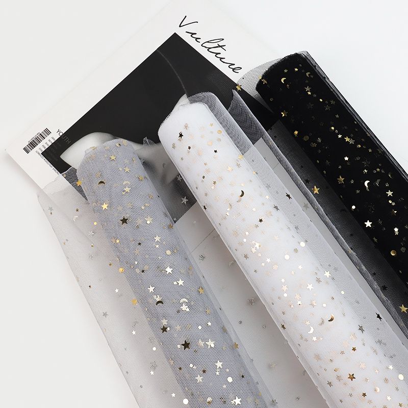 韩式花束网纱烫金星月纱鲜花包装材料花束花艺包装纱网花店包花纸