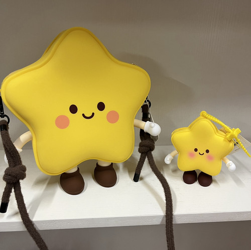 Q版大叔新款可爱卡通星星斜挎包手机包硅胶单肩包零钱包书包挂件