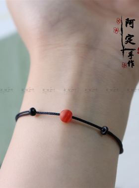 朱砂痣天然缠丝红玛瑙手链女显白