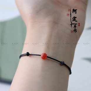 朱砂痣 |天然缠丝红玛瑙手绳转运珠手链日常极简编绳链女显白饰品