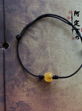 天然蜜蜡桶珠手绳女本命年可调