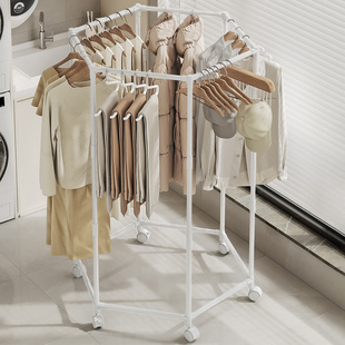 旋转晾衣架圆形衣架六边形阳台落地挂衣架出租房360度移动晒衣架