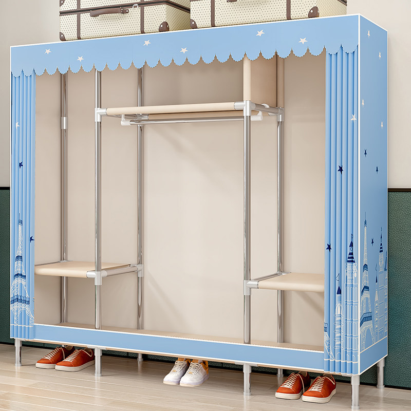 结实耐用钢架衣柜加厚牛津布防尘罩布衣柜简易组装出租房卧室衣橱